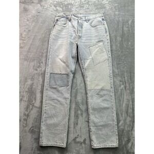 Levis Premium 501 Big E Jeans Womens Sz 32x32 Light Blue Patchwork Button Fly